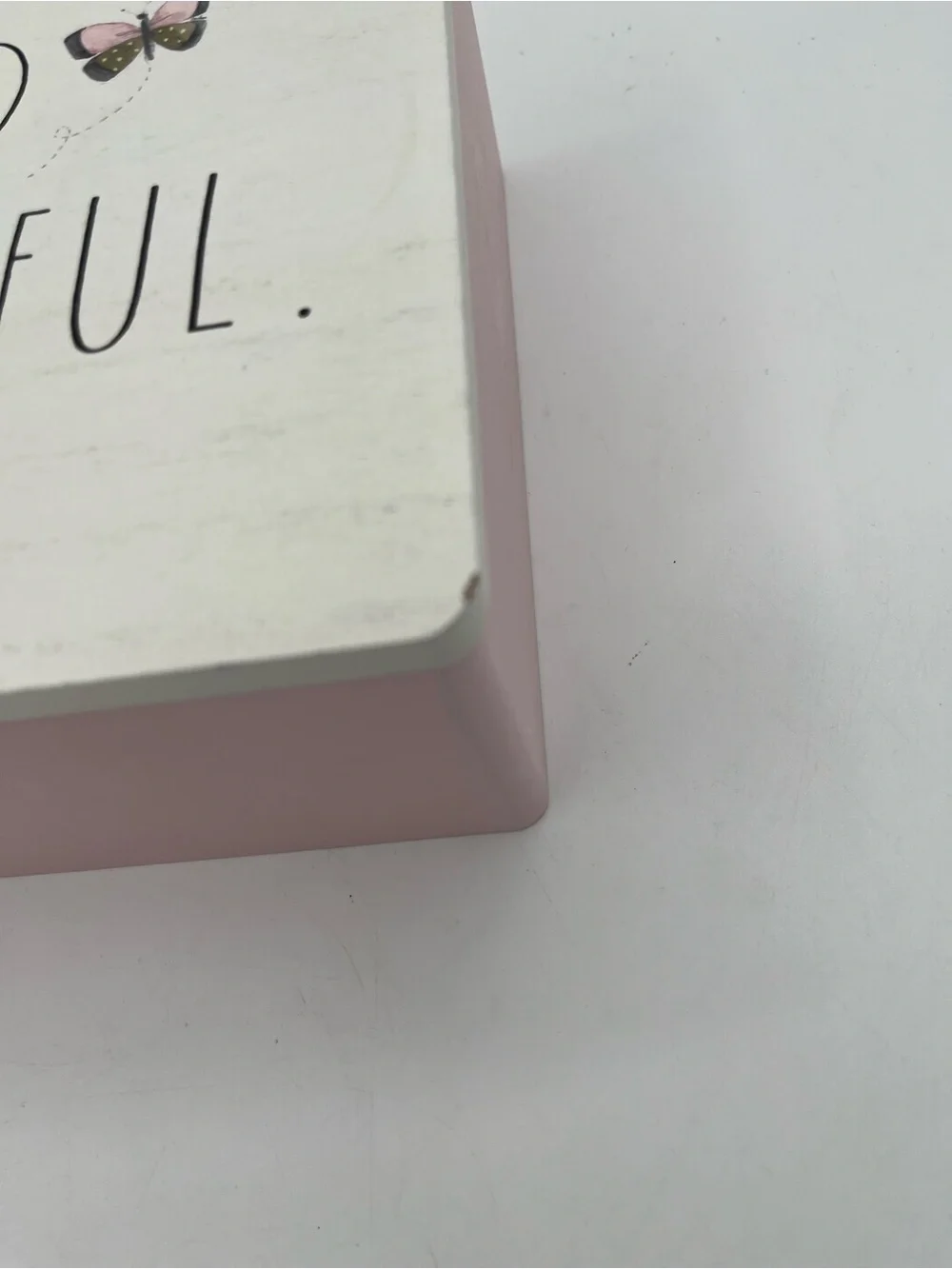 Rae Dunn Pink and White Jewelry Box with Butterfly 